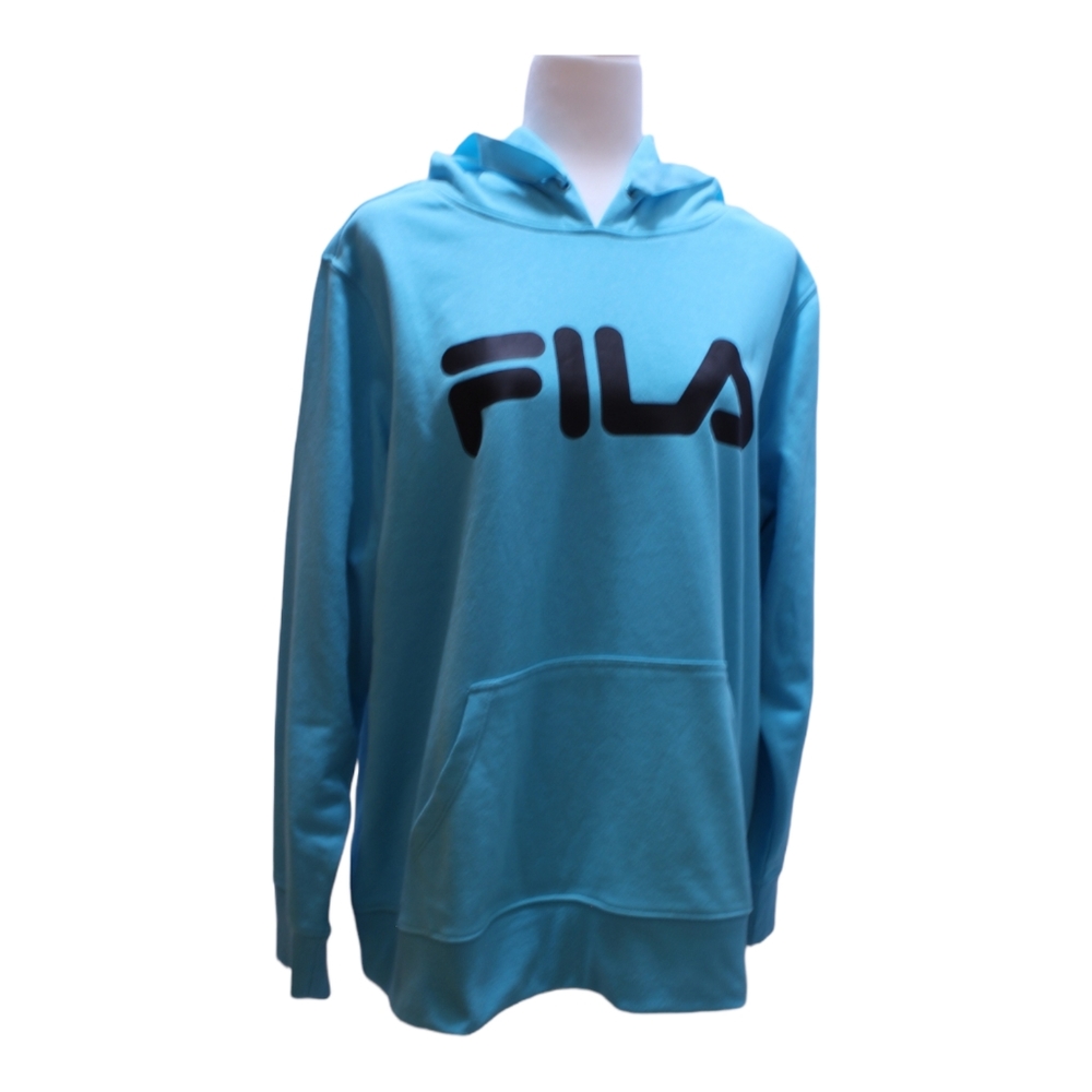 Fila Light Blue Curve Pullover Hoodie Plus Size